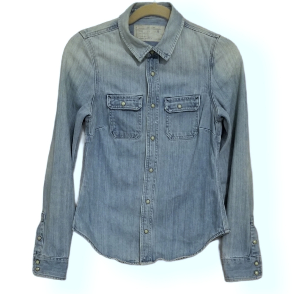 Allsaints spitalfields Denim pearl snap Jacket shirt shacket size S